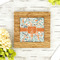 Orange & Blue Leafy Swirls Bamboo Trivet with 6" Tile - LIFESTYLE