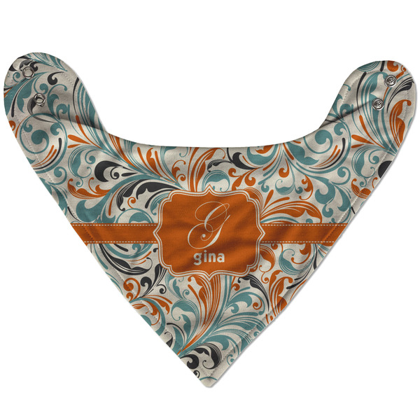 Orange & Blue Leafy Swirls Bandana Flat Approval