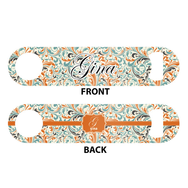 Orange & Blue Leafy Swirls Bar Bottle Opener - White - Approval