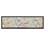 Orange & Blue Leafy Swirls Bar Mat - Large (Personalized)
