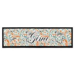 Orange & Blue Leafy Swirls Bar Mat - Large (Personalized)
