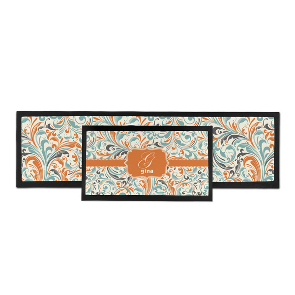 Orange & Blue Leafy Swirls Bar Mat - Parent Main