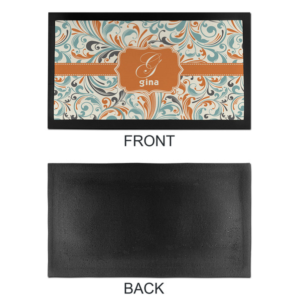 Orange & Blue Leafy Swirls Bar Mat - Small - APPROVAL