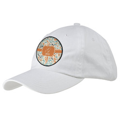 Orange & Blue Leafy Swirls Baseball Cap - White (Personalized)