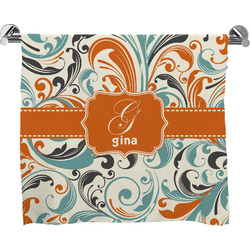 Orange & Blue Leafy Swirls Bath Towel (Personalized)