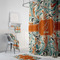 Orange & Blue Leafy Swirls Bath Towel Sets - 3-piece - In Context