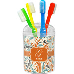 Orange & Blue Leafy Swirls Toothbrush Holder (Personalized)