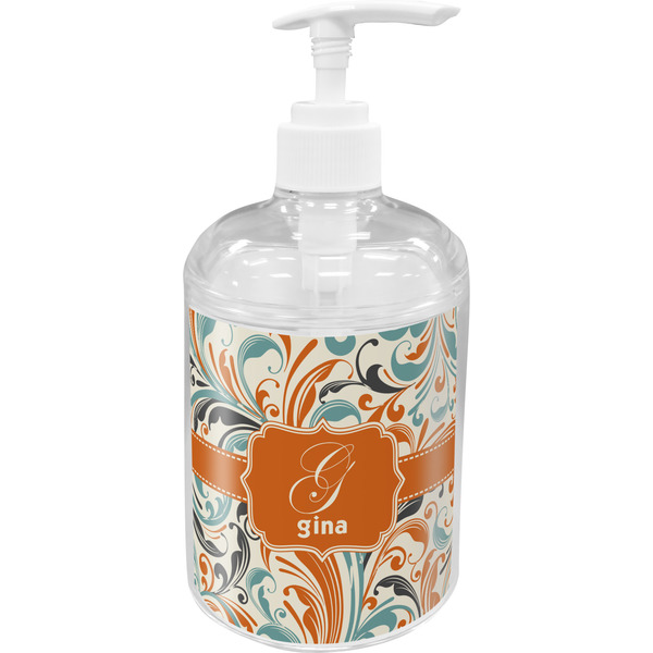 Orange & Blue Leafy Swirls Bathroom Accessories Set (Personalized)