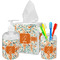 Orange & Blue Leafy Swirls Bathroom Accessories Set (Personalized)