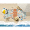 Orange & Blue Leafy Swirls Beach Towel Lifestyle