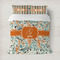 Orange & Blue Leafy Swirls Duvet Cover Set - Full / Queen (Personalized)