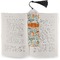 Orange & Blue Leafy Swirls Bookmark with tassel - In book
