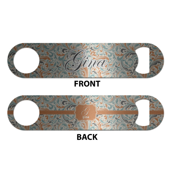 Orange & Blue Leafy Swirls Bottle Opener - Front & Back