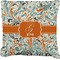 Orange & Blue Leafy Swirls Faux-Linen Throw Pillow 16" (Personalized)