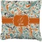 Orange & Blue Leafy Swirls Faux-Linen Throw Pillow 18" (Personalized)