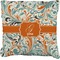 Orange & Blue Leafy Swirls Burlap Pillow 22"