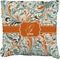 Orange & Blue Leafy Swirls Faux-Linen Throw Pillow 20" (Personalized)