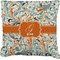 Orange & Blue Leafy Swirls Burlap Pillow 24"