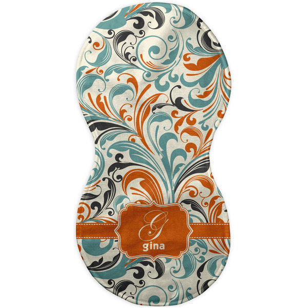 Orange & Blue Leafy Swirls Burp Peanut Shaped Flat