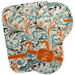 Orange & Blue Leafy Swirls Burp Cloth (Personalized)