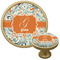 Orange & Blue Leafy Swirls Cabinet Knob - Gold (Personalized)
