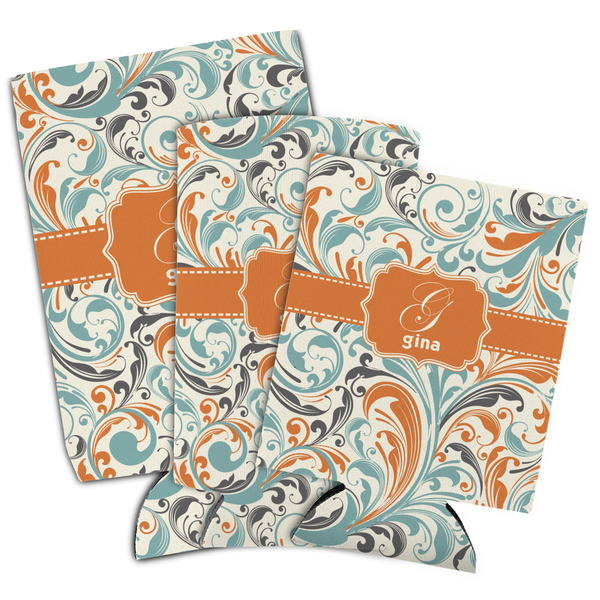 Orange & Blue Leafy Swirls Can Coolers - PARENT/MAIN