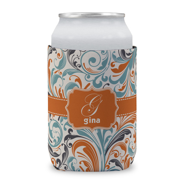 Orange & Blue Leafy Swirls Can Sleeve