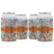 Orange & Blue Leafy Swirls Can Cooler (12 oz) - Set of 4 w/ Name and Initial