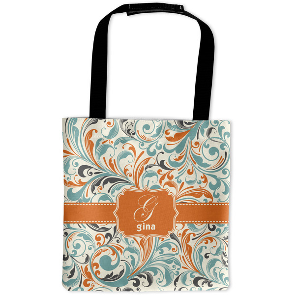 Custom Orange & Blue Leafy Swirls Auto Back Seat Organizer Bag (Personalized)
