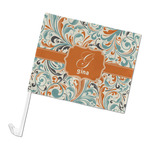 Orange & Blue Leafy Swirls Car Flag (Personalized)