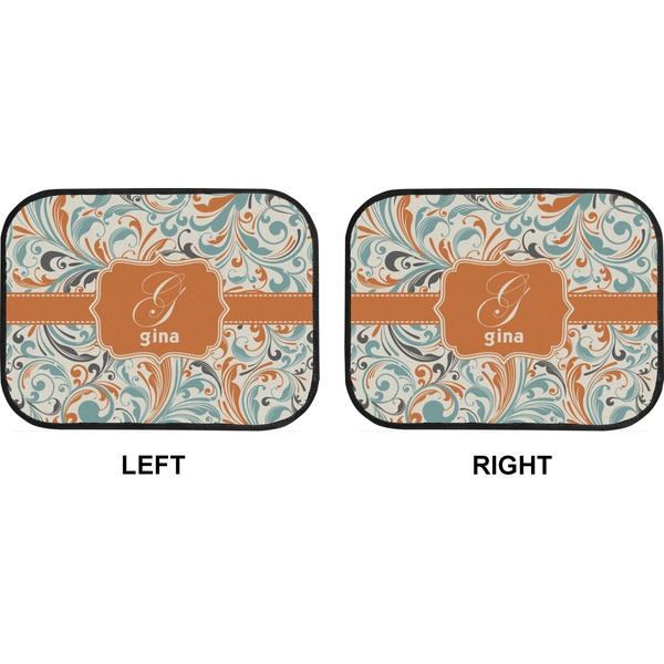 Orange & Blue Leafy Swirls Car Floor Mats (Back Seat) (Approval)