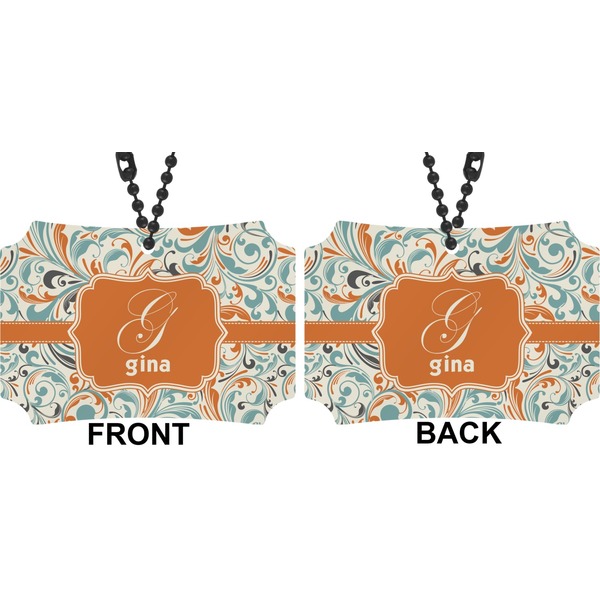 Orange & Blue Leafy Swirls Car Ornament - Berlin (Approval)