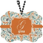 Orange & Blue Leafy Swirls Rear View Mirror Decor (Personalized)