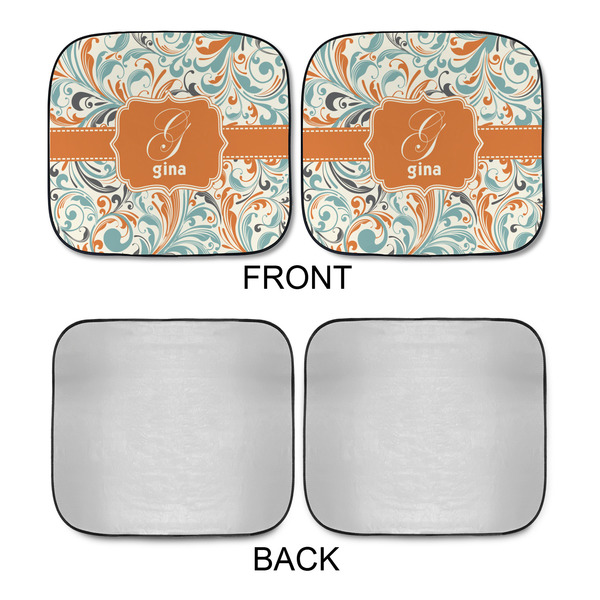 Orange & Blue Leafy Swirls Car Sun Shades - APPROVAL