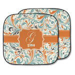 Orange & Blue Leafy Swirls Car Sun Shade - Two Piece (Personalized)
