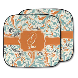 Orange & Blue Leafy Swirls Car Sun Shade - Two Piece (Personalized)