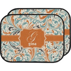Orange & Blue Leafy Swirls Car Floor Mats (Back Seat) (Personalized)