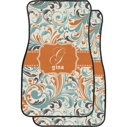 Orange & Blue Leafy Swirls Car Floor Mats (Personalized)