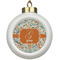 Orange & Blue Leafy Swirls Ceramic Ball Ornament (Personalized)
