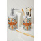 Orange & Blue Leafy Swirls Ceramic Bathroom Accessories - LIFESTYLE (toothbrush holder & soap dispenser)