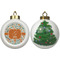 Orange & Blue Leafy Swirls Ceramic Christmas Ornament - X-Mas Tree (APPROVAL)