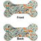 Orange & Blue Leafy Swirls Ceramic Flat Ornament - Bone Front & Back (APPROVAL)