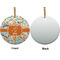 Orange & Blue Leafy Swirls Ceramic Flat Ornament - Circle Front & Back (APPROVAL)