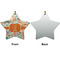 Orange & Blue Leafy Swirls Ceramic Flat Ornament - Star Front & Back (APPROVAL)