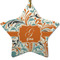 Orange & Blue Leafy Swirls Ceramic Flat Ornament - Star (Front)