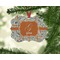 Orange & Blue Leafy Swirls Christmas Ornament (On Tree)