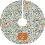 Orange & Blue Leafy Swirls Tree Skirt (Personalized)