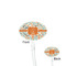 Orange & Blue Leafy Swirls Clear Plastic 7" Stir Stick - Oval - Front & Back