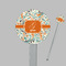 Orange & Blue Leafy Swirls Clear Plastic 7" Stir Stick - Round - Closeup