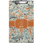 Orange & Blue Leafy Swirls Clipboard (Legal Size) (Personalized)